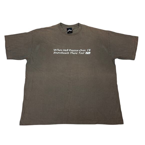 VTG Rusty Surf When Hell Freezes Over Snowboard Single Stitch Shirt Men's XL - Picture 1 of 12